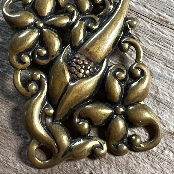 VINTAGE BRASS Floral FRENCH ART NOUVEAU STYLE PENDANT - Picture 16 of 16